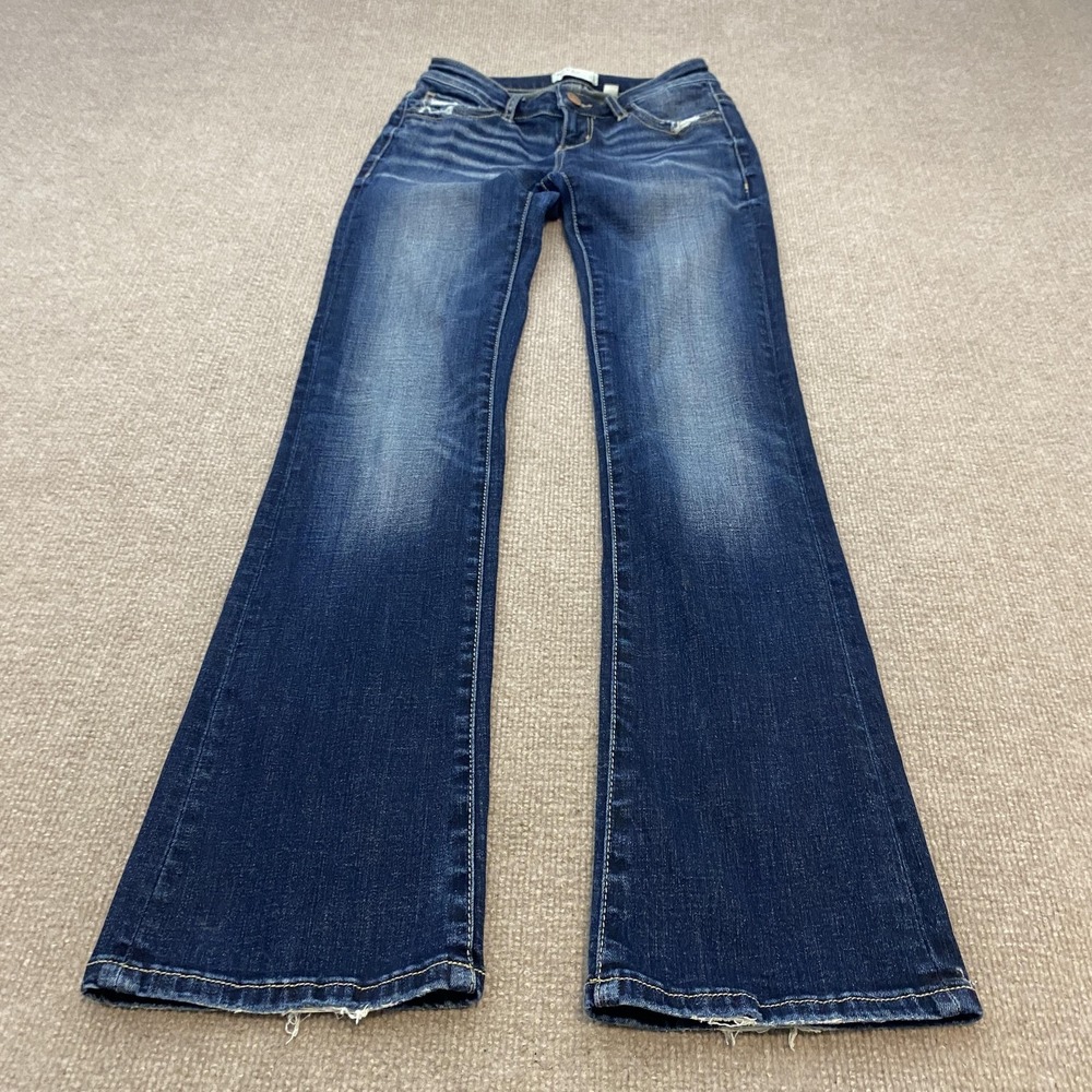 BKE Stella Bootcut Jeans Womens 24R Blue Med Wash Low Rise Distressed Stretch - Picture 2 of 11